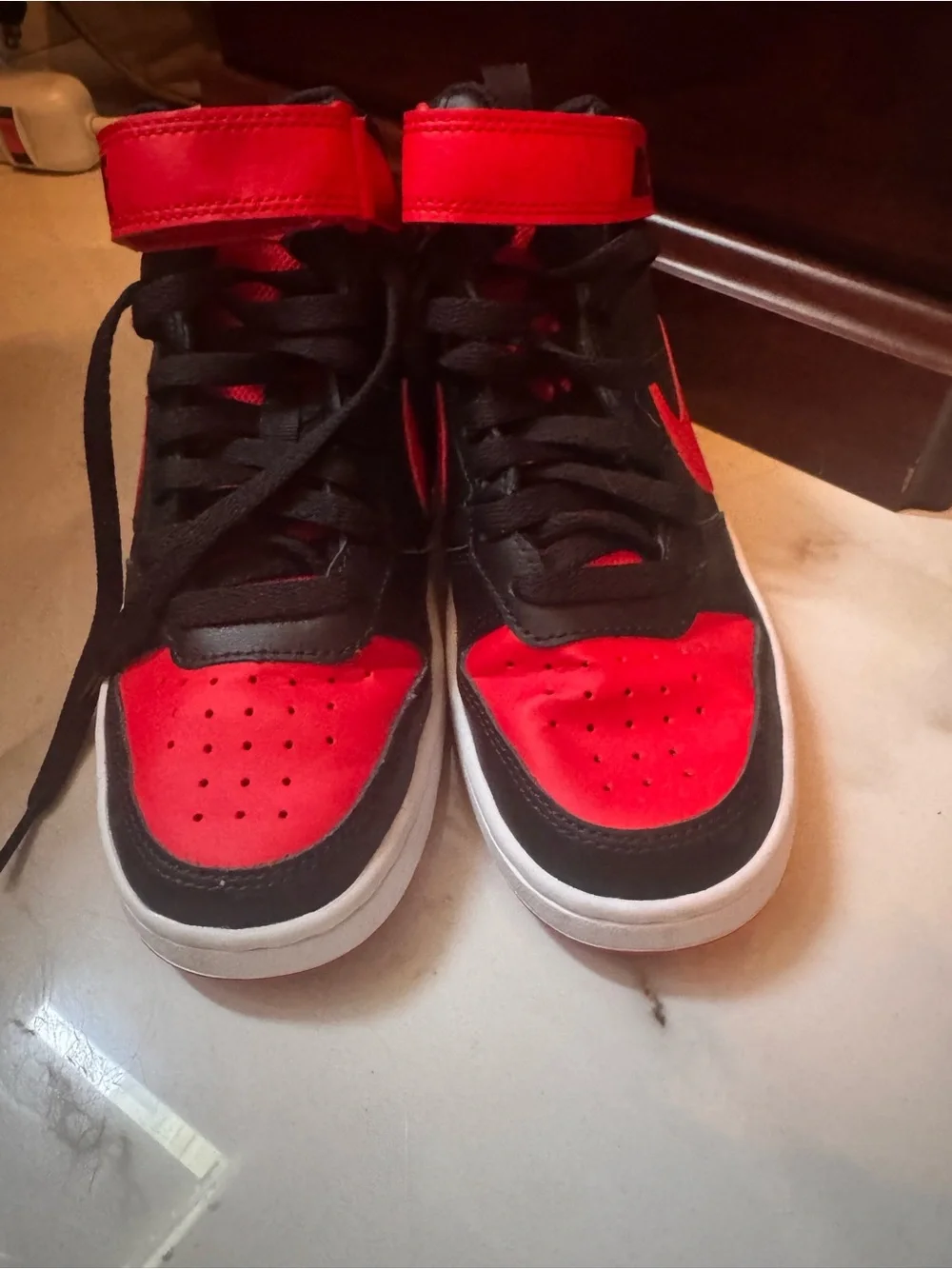 Nike Kids Mid-Top Sneakers in Black and Red
